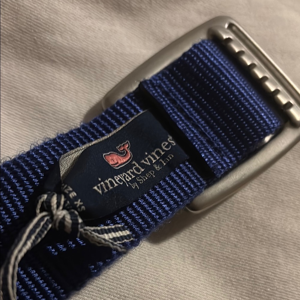 Vineyard Vines Navy Belt with Silver Buckle